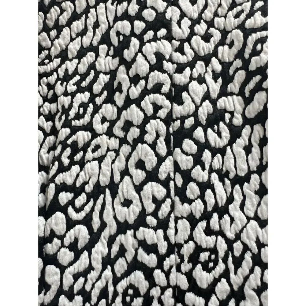 Kate Spade Black & White Leopard Print Textured Sleeveless Dress Size XL
